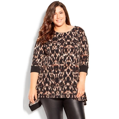 Women's Plus Size Cailyn Print Tunic - Animal | AVENUE 7 Women's Plus Size Cailyn Print Tunic - Animal | AVENUE - Image 5