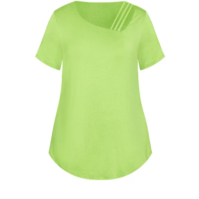 Women's Plus Size V Cut Out Top - Chartreuse | AVENUE 4 Women's Plus Size V Cut Out Top - Chartreuse | AVENUE - Image 2