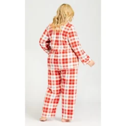 Alternative view of Women's Plus Size Check Fleece Sleep Pant - Red Check | AVENUE