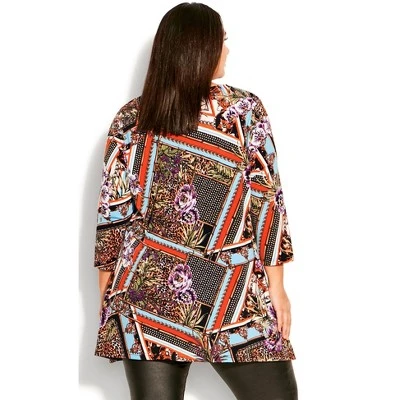Women's Plus Size Simone Asymmetrical Print Tunic - Multi | AVENUE 3 Women's Plus Size Simone Asymmetrical Print Tunic - Multi | AVENUE