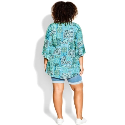 Women's Plus Size Joanna Pintuck Tunic - Aqua | AVENUE 3 Women's Plus Size Joanna Pintuck Tunic - Aqua | AVENUE
