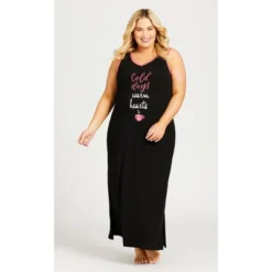 Women's Plus Size Cold Days Maxi Sleep Dress - Black | AVENUE 9 Women's Plus Size Cold Days Maxi Sleep Dress - Black | AVENUE -Avenue Shop GUEST 03e93a21 651a 480f a571 537d167c3746