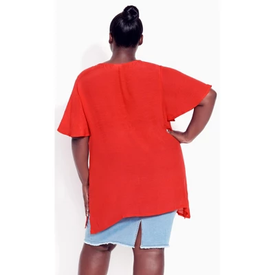 Women's Plus Size Mylah Layer Tunic - Scarlet | AVENUE 3 Women's Plus Size Mylah Layer Tunic - Scarlet | AVENUE