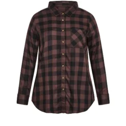 Alternative view of Women's Plus Size Kylee Plaid Shirt - Mocha | AVENUE