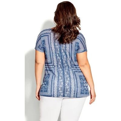 Women's Plus Size Tiarne Necklace Top - Navy | AVENUE 3 Women's Plus Size Tiarne Necklace Top - Navy | AVENUE