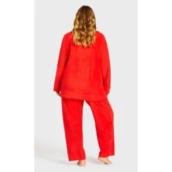 Alternative view of Women's Plus Size Plain Fleece Sleep Pant - Red | AVENUE
