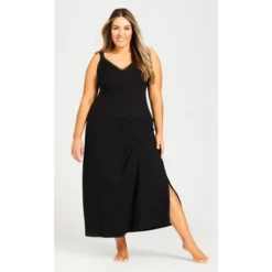 Women's Plus Size Lace Trim Maxi Sleep Dress - Black | AVENUE 7 Women's Plus Size Lace Trim Maxi Sleep Dress - Black | AVENUE -Avenue Shop GUEST 0d775e6b 80ec 4ae9 9861 c980182dcb0d