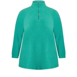 Alternative view of Women's Plus Size Polar Fleece Pocket Tunic - Jade | AVENUE