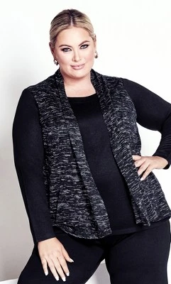 Women's Plus Size Hacci Plain Duet Top - Black | AVENUE 5 Women's Plus Size Hacci Plain Duet Top - Black | AVENUE - Image 3