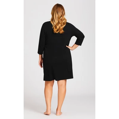 Women's Plus Size Winter Sleep Shirt - Black | AVENUE 3 Women's Plus Size Winter Sleep Shirt - Black | AVENUE