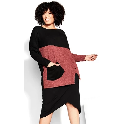 Women's Plus Size Zola Pocket Top - Black | AVENUE 5 Women's Plus Size Zola Pocket Top - Black | AVENUE - Image 3