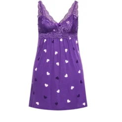 Alternative view of Women's Plus Size Lace Hearts Chemise - Purple Print | AVENUE