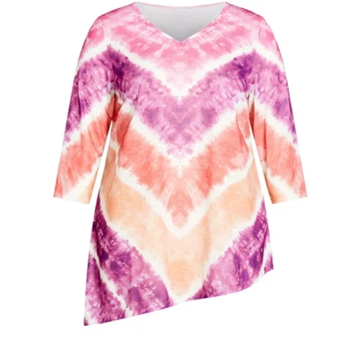 Women's Plus Size 3/4 Sleeve Tie Dye Top - Greens | AVENUE 4 Women's Plus Size 3/4 Sleeve Tie Dye Top - Greens | AVENUE - Image 2