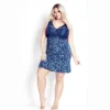 Women's Plus Size Lace Print Chemise - Blue Paisley | AVENUE