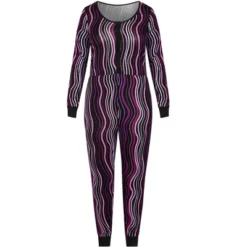 Alternative view of Women's Plus Size Print Onesie - Black | AVENUE