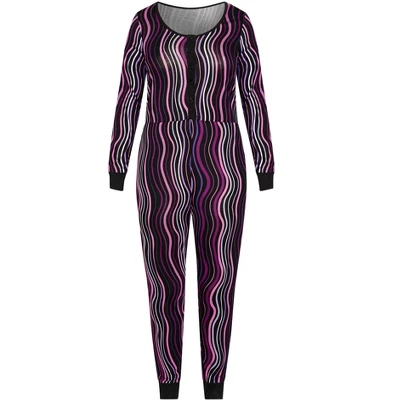 Women's Plus Size Print Onesie - Black | AVENUE 4 Women's Plus Size Print Onesie - Black | AVENUE - Image 2