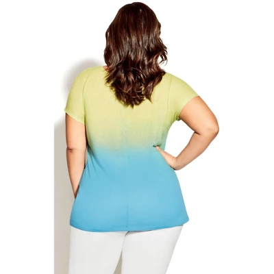 Women's Plus Size Victoria Ombre Necklace Top - Lime | AVENUE 3 Women's Plus Size Victoria Ombre Necklace Top - Lime | AVENUE