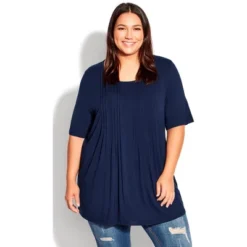 Women's Plus Size Knit Pleated Top - Navy | AVENUE 13 Women's Plus Size Knit Pleated Top - Navy | AVENUE -Avenue Shop GUEST 1457b546 efef 4ddf 8b76 4a204efac22c