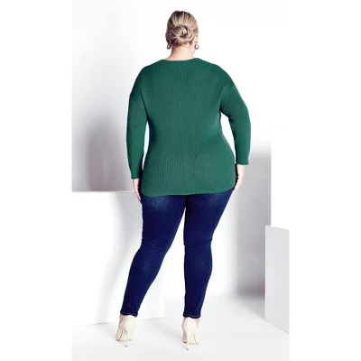 Women's Plus Size Primrose Sweater - Teal Green | AVENUE 3 Women's Plus Size Primrose Sweater - Teal Green | AVENUE