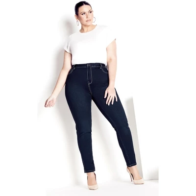 Women's Plus Size Butter Denim Skinny Jean Dark Wash - Tall | AVENUE 5 Women's Plus Size Butter Denim Skinny Jean Dark Wash - Tall | AVENUE - Image 3