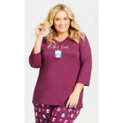 Alternative view of Women's Plus Size Night Owl Top - Plum | AVENUE