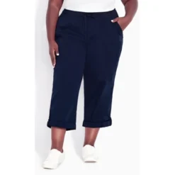 Women's Plus Size Cotton Roll Up Capri - Navy | AVENUE 8 Women's Plus Size Cotton Roll Up Capri - Navy | AVENUE -Avenue Shop GUEST 19135811 24ec 4621 9e53 5b433fb77896