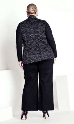 Women's Plus Size Hacci Plain Duet Top - Black | AVENUE 3 Women's Plus Size Hacci Plain Duet Top - Black | AVENUE