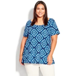 Women's Plus Size Swing Trim Print Top - Blue Tie Dye | AVENUE 13 Women's Plus Size Swing Trim Print Top - Blue Tie Dye | AVENUE -Avenue Shop GUEST 1bdbfeb8 1b01 4289 97af b340915788dd