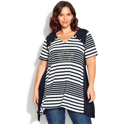 Women's Plus Size Karina Tunic - Navy | AVENUE 9 Women's Plus Size Karina Tunic - Navy | AVENUE - Image 7