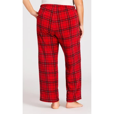Women's Plus Size Fleece Check Pant - Red | AVENUE 5 Women's Plus Size Fleece Check Pant - Red | AVENUE - Image 3