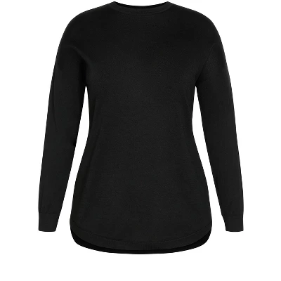 Women's Plus Size Tully Curved Hem Sweater - Black | AVENUE 7 Women's Plus Size Tully Curved Hem Sweater - Black | AVENUE - Image 5