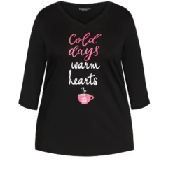 Alternative view of Women's Plus Size Cold Days Top - Black | AVENUE