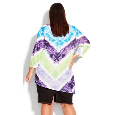 Women's Plus Size 3/4 Sleeve Tie Dye Top - Purple | AVENUE 3 Women's Plus Size 3/4 Sleeve Tie Dye Top - Purple | AVENUE