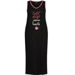 Alternative view of Women's Plus Size Cold Days Maxi Sleep Dress - Black | AVENUE
