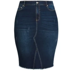 Alternative view of Women's Plus Size Denim Stretch Skirt - Dark Wash | AVENUE