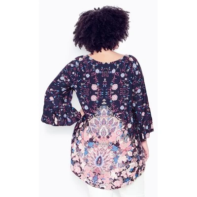 Women's Plus Size Kori Hi Lo Top - Navy | AVENUE 3 Women's Plus Size Kori Hi Lo Top - Navy | AVENUE