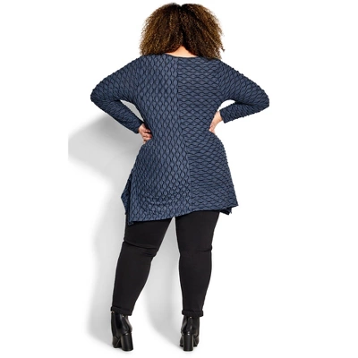 Women's Plus Size Tiarne Two Tone Tunic - Blue | AVENUE 3 Women's Plus Size Tiarne Two Tone Tunic - Blue | AVENUE