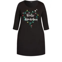 Alternative view of Women's Plus Size Winter Sleep Shirt - Black | AVENUE