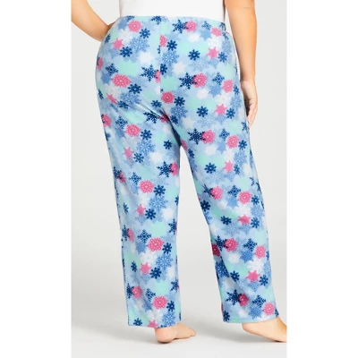 Women's Plus Size Snowflake Fleece Sleep Pant - Blue | AVENUE 5 Women's Plus Size Snowflake Fleece Sleep Pant - Blue | AVENUE - Image 3