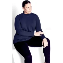Women's Plus Size Organic Mock Neck Top - Navy | AVENUE 7 Women's Plus Size Organic Mock Neck Top - Navy | AVENUE -Avenue Shop GUEST 2d54668c 9ba2 4413 a8f8 2134ef07882d