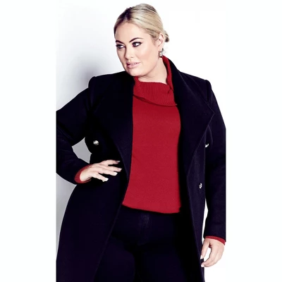 Women's Plus Size Rosie Cable Knit Sweater - Ruby Port | AVENUE 8 Women's Plus Size Rosie Cable Knit Sweater - Ruby Port | AVENUE - Image 7