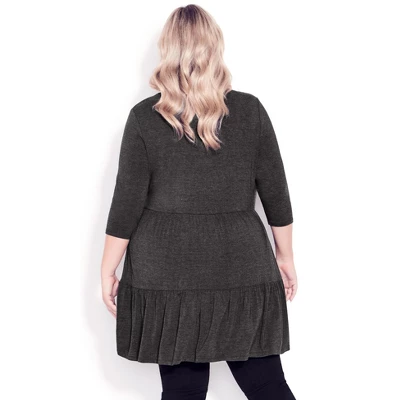Women's Plus Size Amaya Tunic - Gray Marle | AVENUE 3 Women's Plus Size Amaya Tunic - Gray Marle | AVENUE