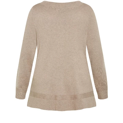 Women's Plus Size Ribbed Trim Sweater - Neutral | AVENUE 7 Women's Plus Size Ribbed Trim Sweater - Neutral | AVENUE - Image 5