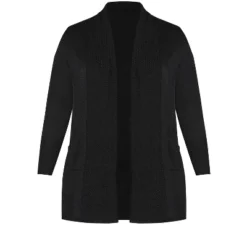 Alternative view of Women's Plus Size Accentuated Neck Cardigan - Black | AVENUE