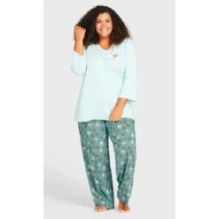 Alternative view of Women's Plus Size Tea & Cookies Sleep Top - Mint | AVENUE