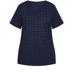 Alternative view of Women's Plus Size Sparkling Stars Top - Navy | AVENUE
