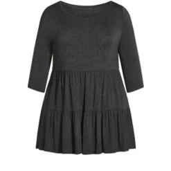 Alternative view of Women's Plus Size Amaya Plain Tunic - Charcoal | AVENUE