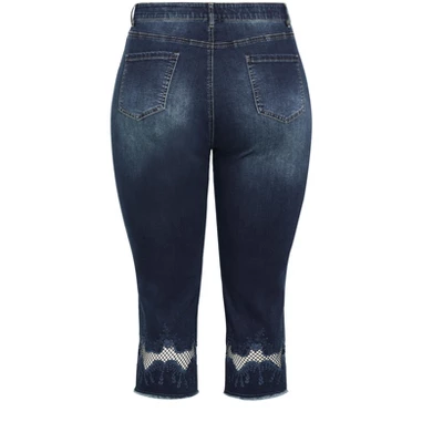 Women's Plus Size Nava Detail Crop Jean - Dark Wash | AVENUE 7 Women's Plus Size Nava Detail Crop Jean - Dark Wash | AVENUE - Image 5