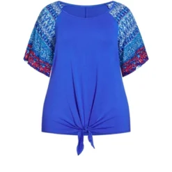 Women's Plus Size Grace Tie Front Top - Ikat Aqua | AVENUE 11 Women's Plus Size Grace Tie Front Top - Ikat Aqua | AVENUE -Avenue Shop GUEST 36cda33e 4cda 4b1e 85b6 6aa41a49ca73