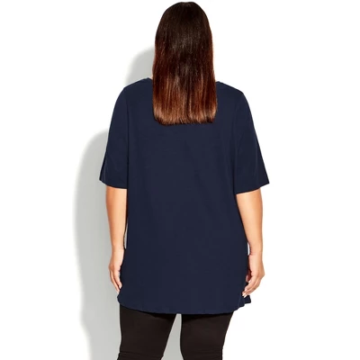 Women's Plus Size Sparkling Stars Top - Navy | AVENUE 3 Women's Plus Size Sparkling Stars Top - Navy | AVENUE